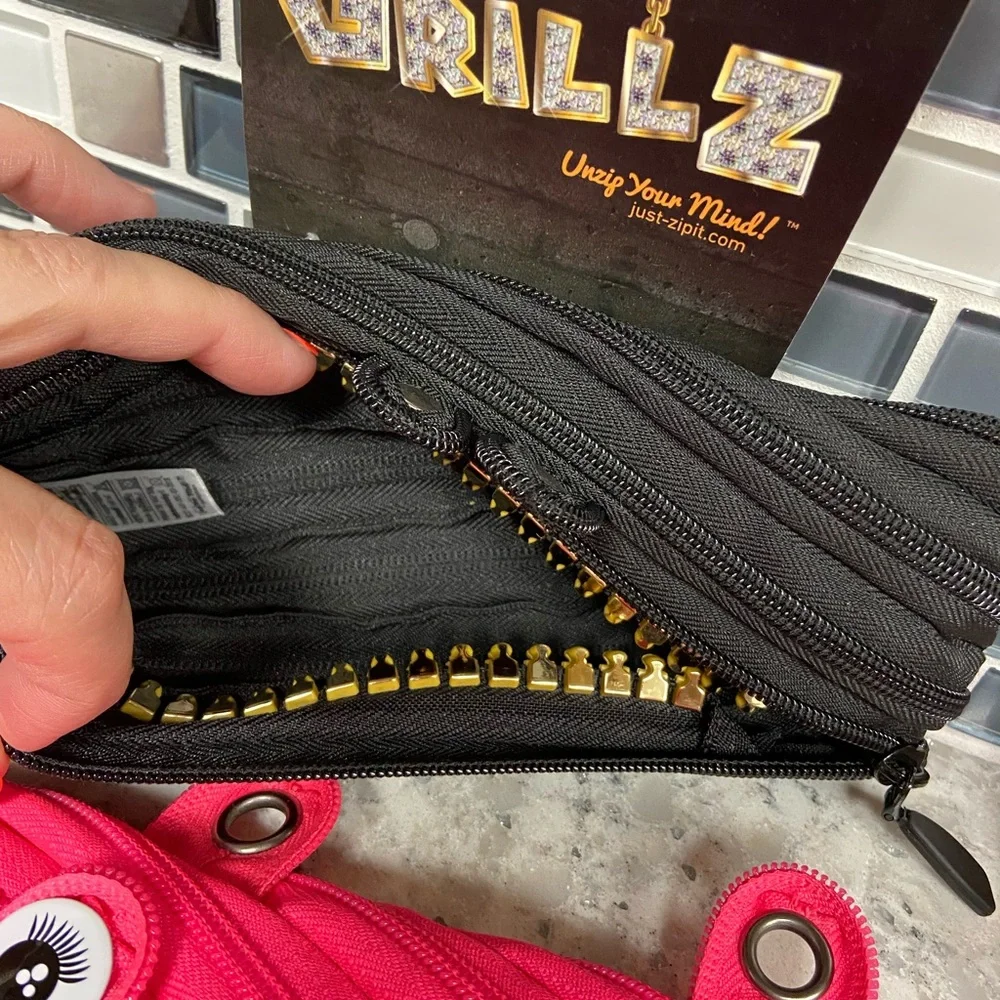 NWT Monster Grillz Pencil Case Set - 1 Pink, 2 Black and Orange multi color.